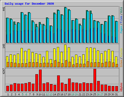 Daily usage for December 2020