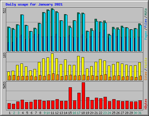 Daily usage for January 2021