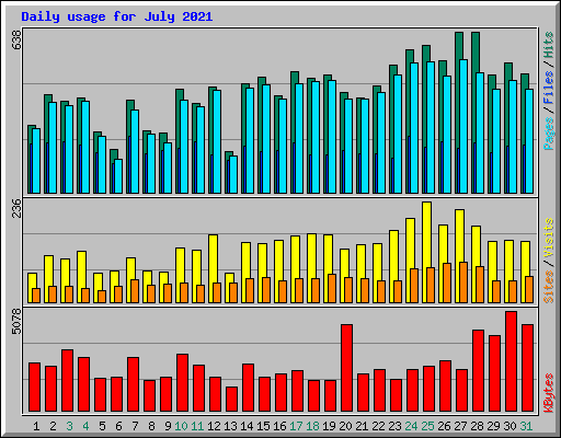 Daily usage for July 2021