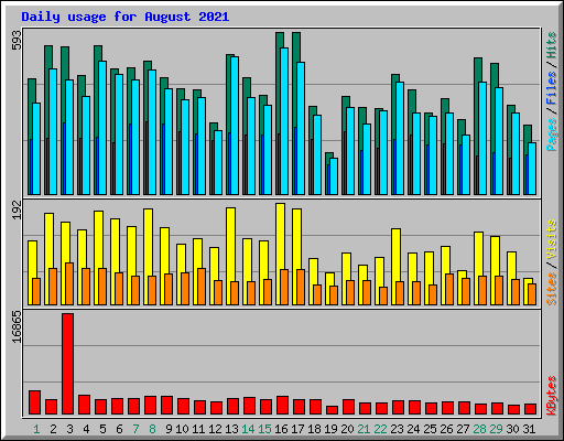 Daily usage for August 2021