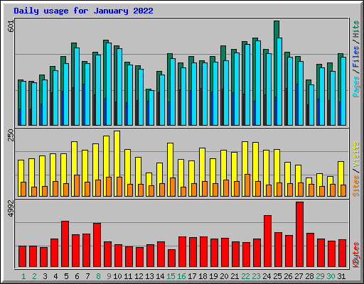 Daily usage for January 2022