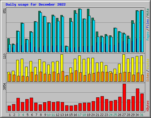 Daily usage for December 2022