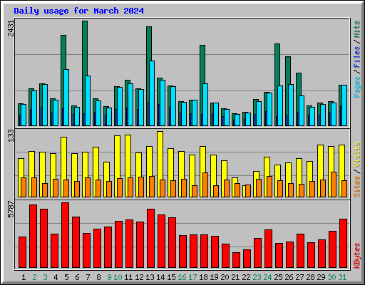 Daily usage for March 2024