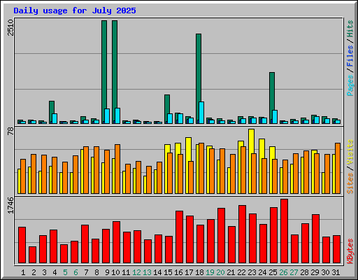 Daily usage for July 2025