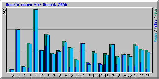 Hourly usage for August 2009