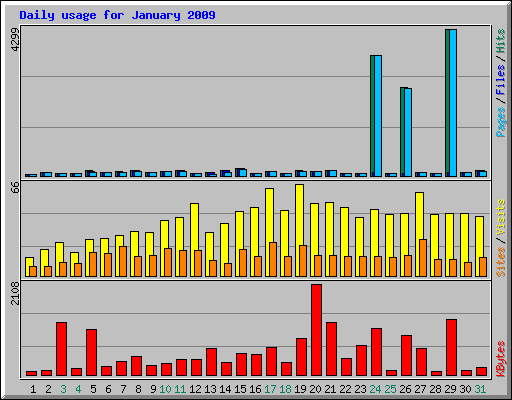 Daily usage for January 2009