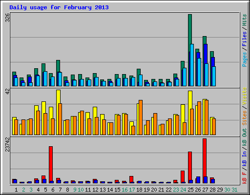 Daily usage for February 2013