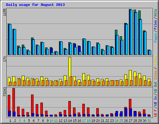 Daily usage for August 2013