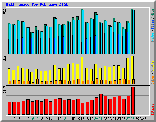 Daily usage for February 2021