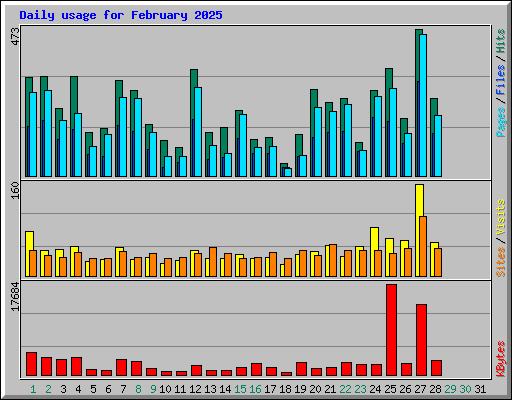 Daily usage for February 2025