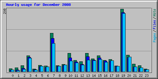 Hourly usage for December 2008