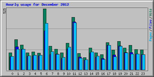 Hourly usage for December 2012